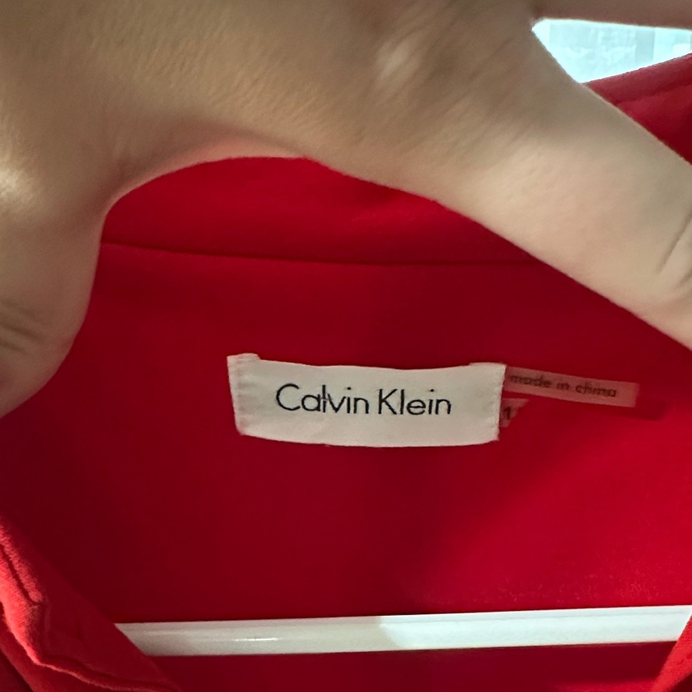 Calvin Klein Red Ruffle Midi Dress - Picture 2 of 5